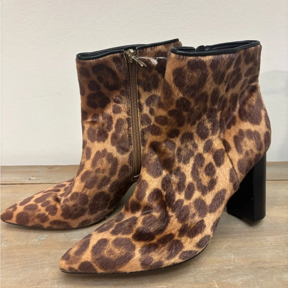 NWT-Nine West Leopard Print Ankle Boots 6.5 - Picture 2 of 6